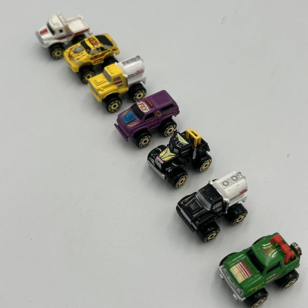 Lot Of 13 Road Champs Micro Machines 1987 Monster Trucks Cars Vintage Gold Tires
